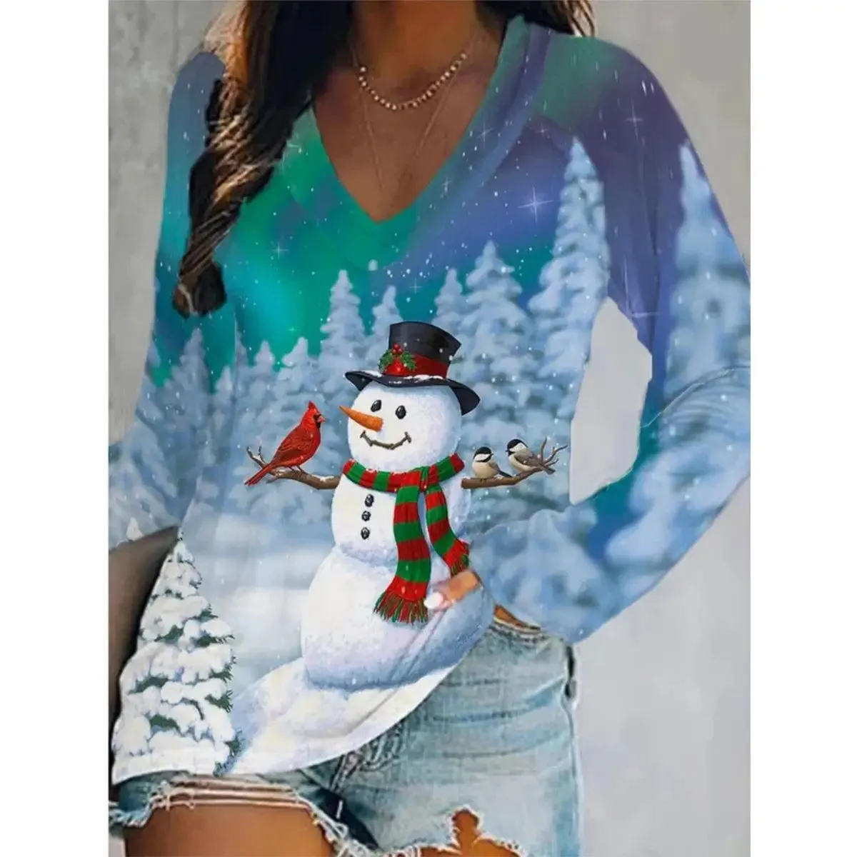 2024Christmas Wish Fashion Casual Autumn/Winter Christmas Women's Long Sleeve