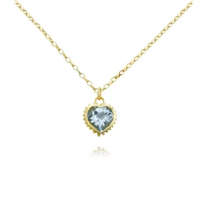 Aquamarine Set Heart Necklace