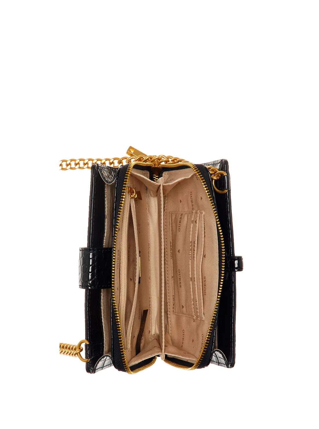 Black James Croco Mini Crossbody Bag