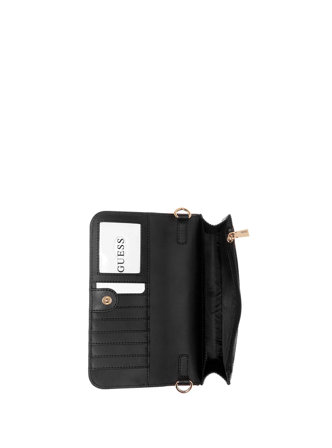 Black James Croco Mini Crossbody Organiser Bag