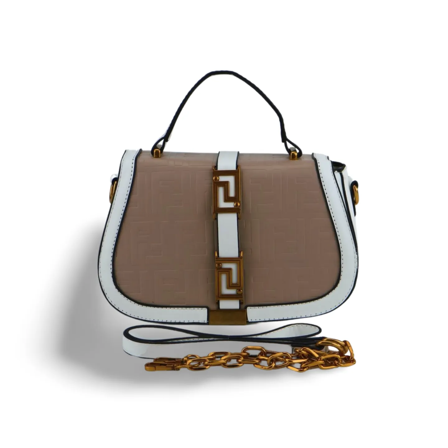 Classic Two-Tone Shoulder Bag with Chain Strap