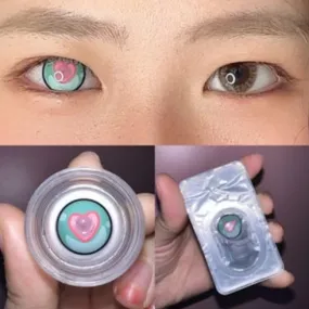 CUTE HEART GREEN CONTACT LENSES(TWO PIECES) PL53259