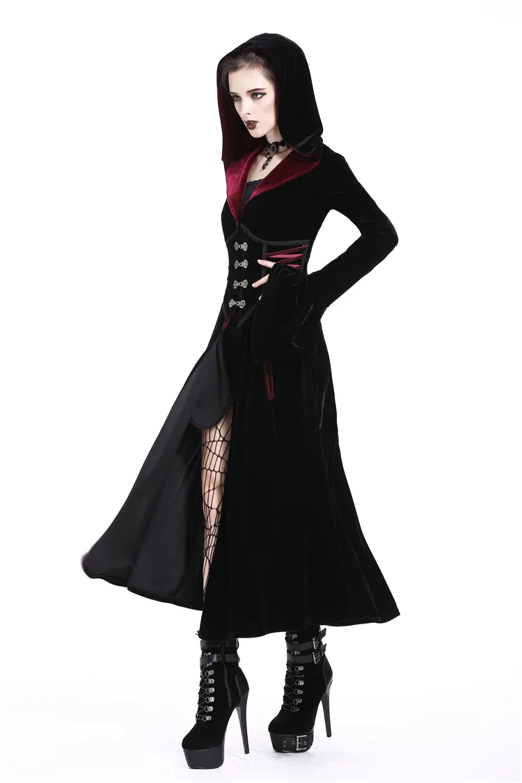 DARK IN LOVE Gothic Black red button lace-up long jacket JW164