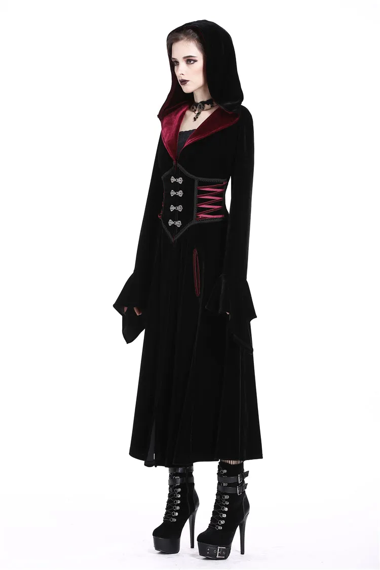 DARK IN LOVE Gothic Black red button lace-up long jacket JW164