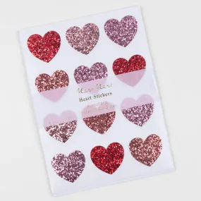 Glitter Heart Stickers (x 8 sheets)