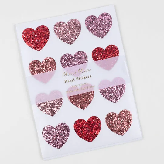 Glitter Heart Stickers (x 8 sheets)