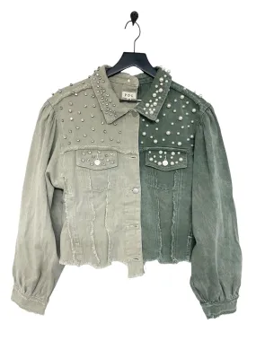 Jacket Denim By Pol In Green Denim, Size: M