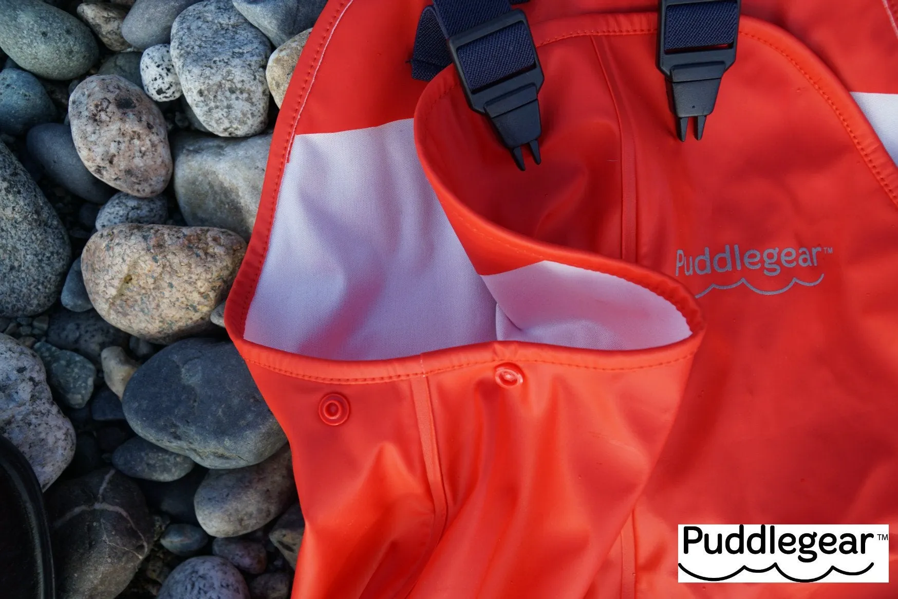 Puddlegear Kids Rain Pants in Red (bib, overall, shell style)