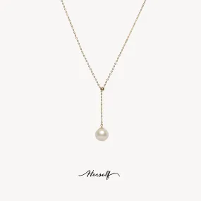 Single Pearl Pendant Necklace 18K Gold