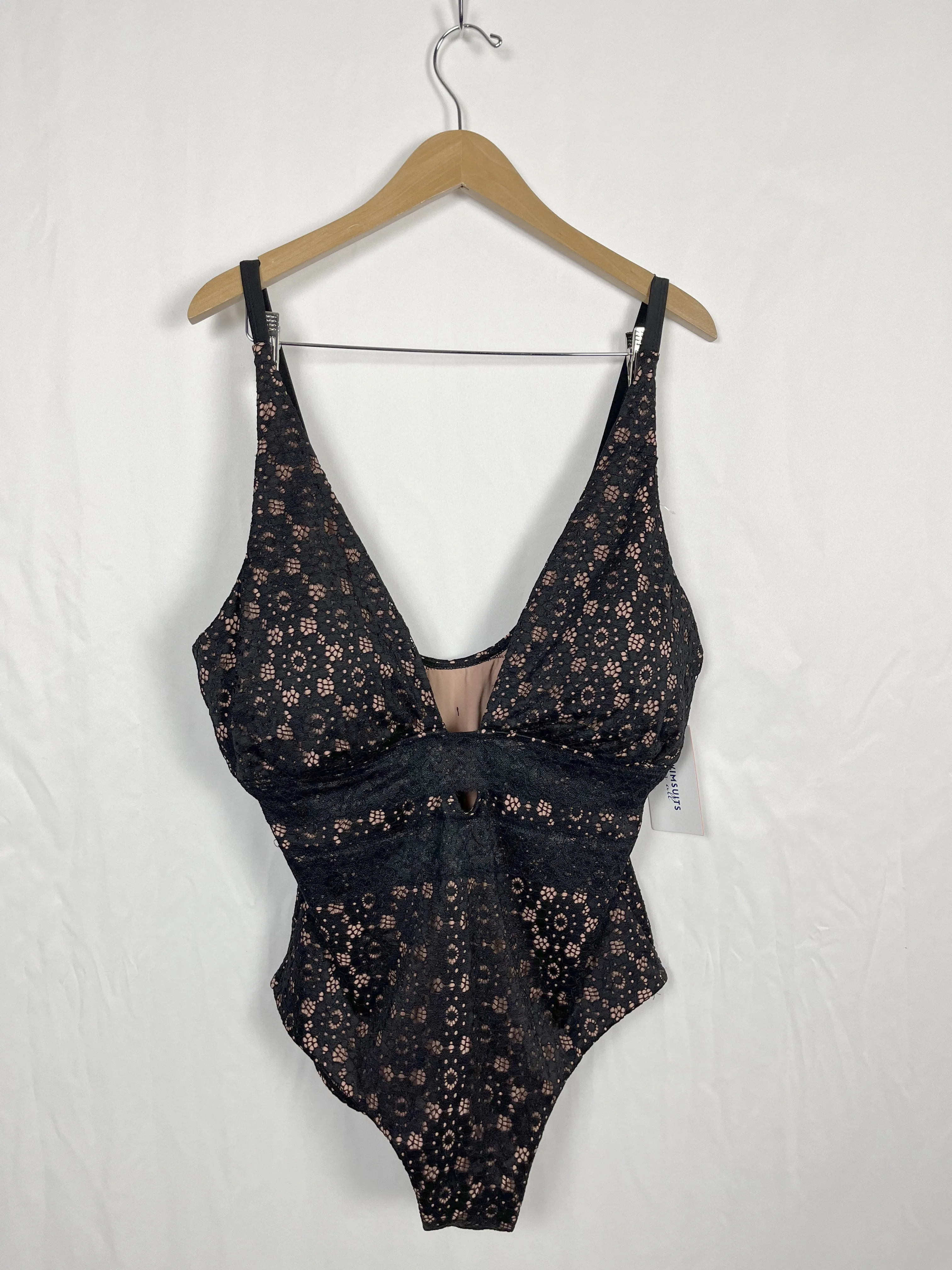 Swimsuits for All Size 24 Black & Beige Lace Swimsuit NWOT