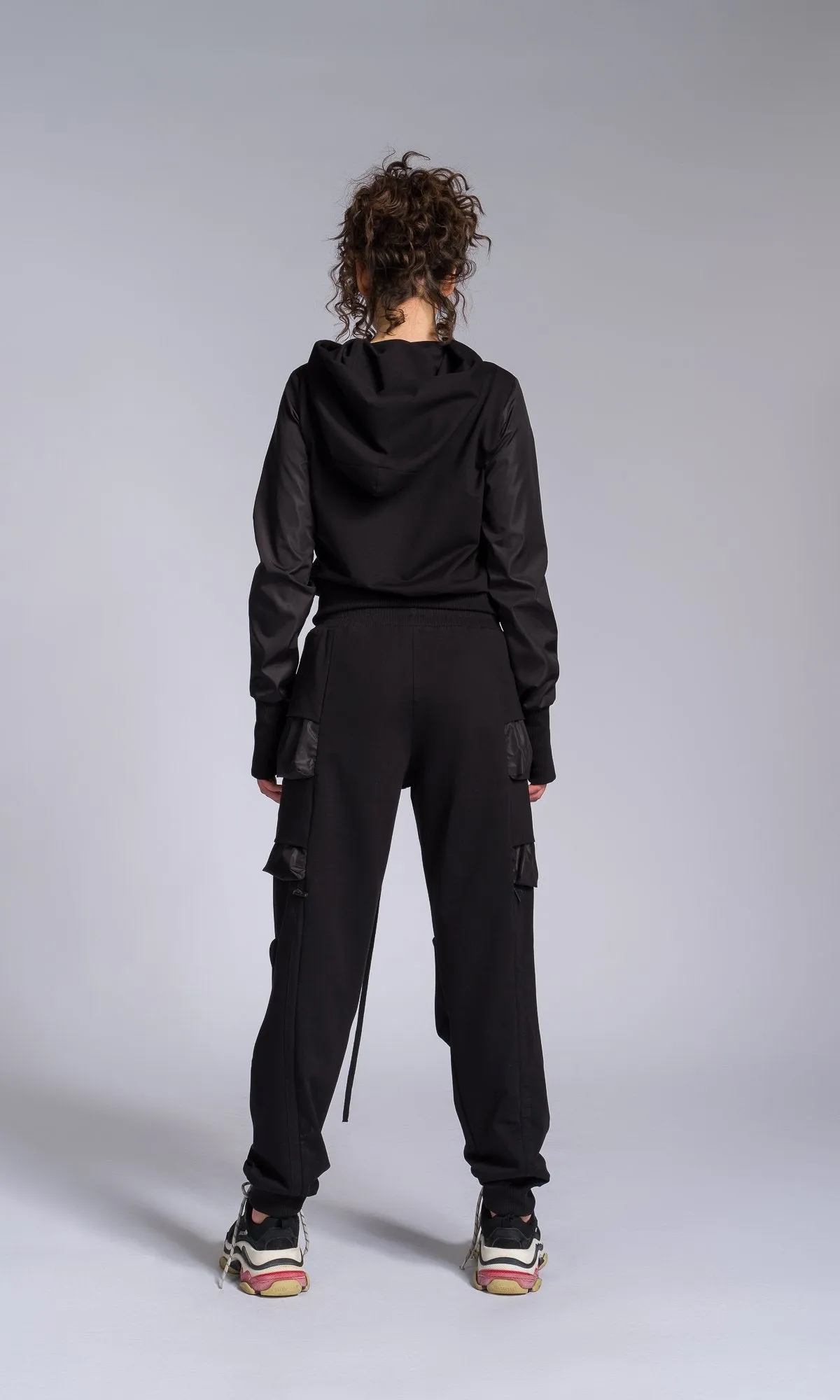 Two-piece Set of Jogger Pants and Hoodie with Asymmetric Closure